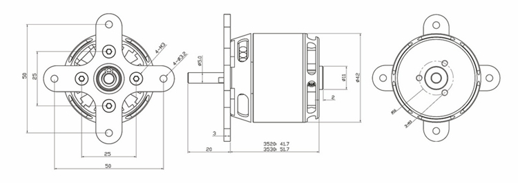 X-TEAM 3520外轉(zhuǎn)子固定翼航模無(wú)刷電機(jī)
